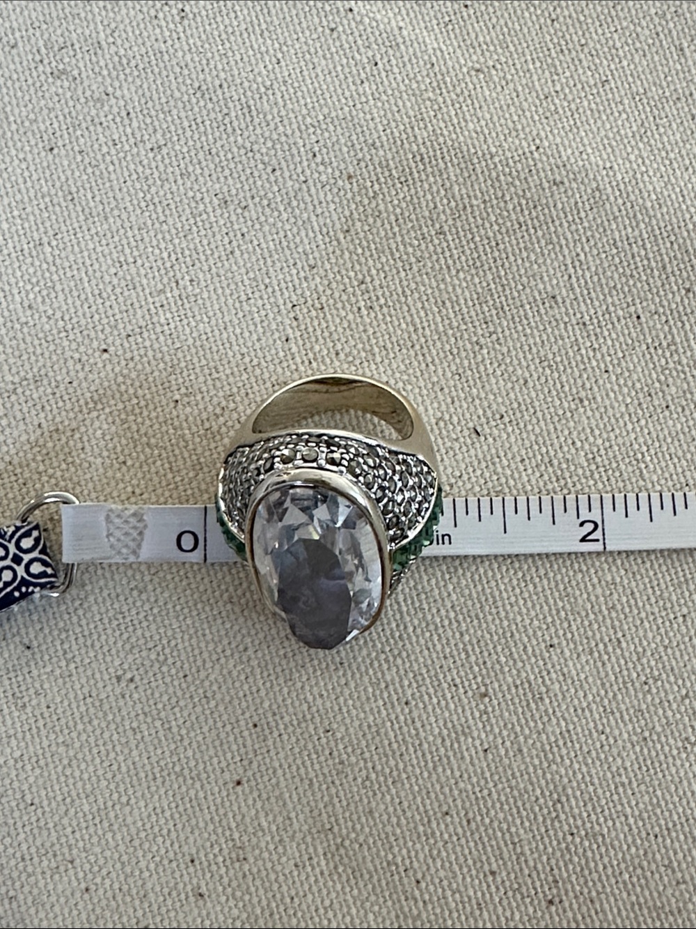 AKKAD Silver-Tone Blue Abalone Crystal Statement Ring - Picture 12 of 13